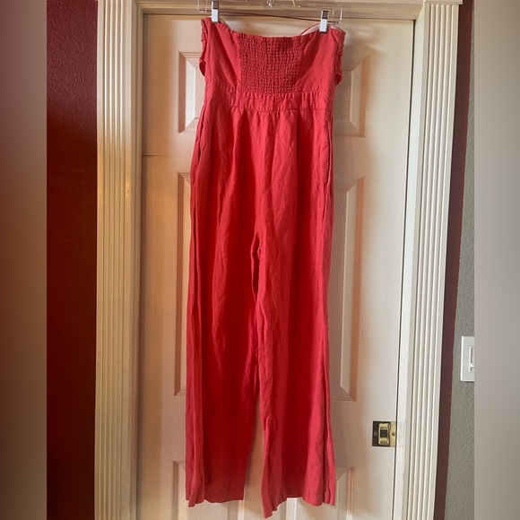 Derek Lam Collective Alene tie front linen jumpsuit GUC - Picture 3 of 8